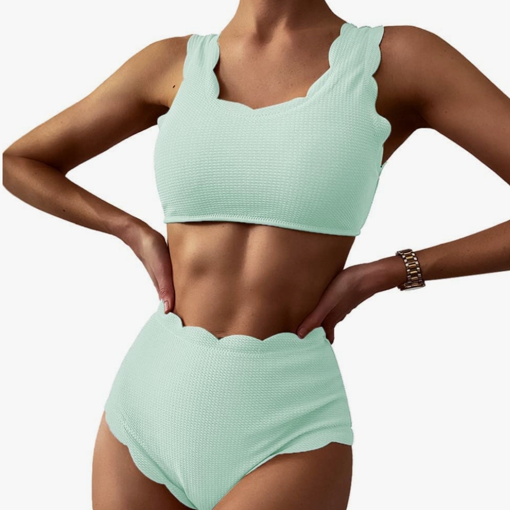 Scalloped Mint Green Bikini